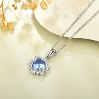 Pendentif Tournesol en Zircon, Véritable Argent Sterling 925, Breloque pour Fête, Mariage, Collier pour Femme, Bijoux de Mariée