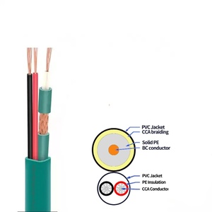 <span class=keywords><strong>Cable</strong></span> <span class=keywords><strong>coaxial</strong></span> KX7 KX6 con 2 conductores <span class=keywords><strong>de</strong></span> Cu trenzados <span class=keywords><strong>de</strong></span> potencia <span class=keywords><strong>Cable</strong></span> <span class=keywords><strong>de</strong></span> <span class=keywords><strong>Internet</strong></span> <span class=keywords><strong>de</strong></span> 305m PVC verde sólido LSZH - Product Image 4