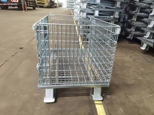 High Security 1200*1000 Collapsible Outdoor Foldable Warehouse Metal Steel <b>Stackable</b> Iron Galvanized Roll <b>Wire</b> Mesh Container St - Product Image 2