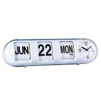 Jam Dinding Retro Flip dengan Indikator Bulan, Tanggal, Hari, dan Waktu PM & Tampilan Waktu Analog, Jam Meja Kalender Vintage untuk Dekorasi Rumah dan Kantor