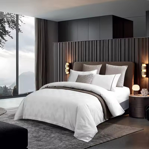 Lakuna Luxury Hotel Bettwäsche-Set Reinweiß 100% Baumwolle 300TC <span class=keywords><strong>Queen</strong></span>/ King-<span class=keywords><strong>Size</strong></span>-Bett Bett bezug Flat Sheet Factory Hot Selling - Product Image 3