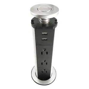 OSWELL 60mm Hidden Recessed mounted US power outlet up kitchen Worktop Desk Pull UP Power outlet USB tower Socket