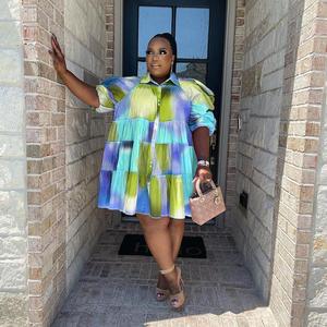 <span class=keywords><strong>Ropa</strong></span> de Otoño para <span class=keywords><strong>Mujer</strong></span>, Camisas con Estampado Tie Dye a la Moda, Cuello Solapa, Plisadas, Casuales, Tallas Grandes, Vestidos Camiseros - Product Image 5
