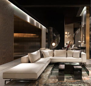 Nouveau design moderne hôtel <span class=keywords><strong>club</strong></span> loisirs meubles combinaison en cuir couche de sable canapé pieds en métal mat chaise de canapé - Product Image 3