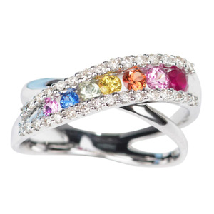 Anello a Croce Arcobaleno per Donne, Elegante Gioiello da Dito alla Moda - Product Image 6