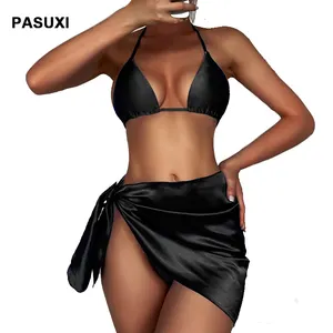2023 Sexy Bikini Badeanzug Beach wear Mit Kleid 3 Stück Frauen Retro Badeanzug Set Badeanzug Badeanzüge Designer Bademode
