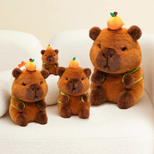 Peluche <span class=keywords><strong>de</strong></span> Capibara Curativo con Decoración Naranja y Mochila <span class=keywords><strong>de</strong></span> Aguacate, Tela Suave y Esponjosa, Tres Tamaños, Lindo Regalo para Amantes <span class=keywords><strong>de</strong></span> los Dibujos Animados - Product Image 3
