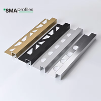 Profilé décoratif en aluminium pour carrelage, finition brossée or, noir, argent, pour sol et mur avec trou de fixation