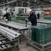 Profilé suspendu en U en aluminium pour garde-corps en verre à cadre métallique, contemporain, pour cour d'hôpital, en verre trempé résistant à l'eau