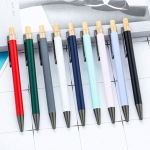 Graduation Gifts 1.0Mm Multi-Color Bamboo-Wood Cap Aluminum Bar Custom Logo Push-Button Ballpoint <b>Pen</b> Promotional Gift - Product Image 1