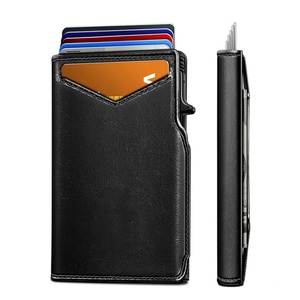 Boshiho Customized <b>RFID</b> <b>Blocking</b> Genuine Leather Men's <b>Wallet</b> Minimalist Fashion Credit Card Holder Custom Logo Business Card - Product Image 1