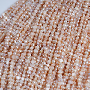 Collier de perles d'eau douce naturelles roses de Zhuji, 5-6 mm, naturelles, à deux faces, légères, semi-finies, trou horizontal, colorées - Product Image 2