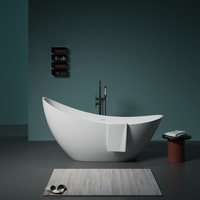 Baignoire autoportante en surface solide mate durable pour architecture de villégiature, développement et amélioration de maisons haut de gamme