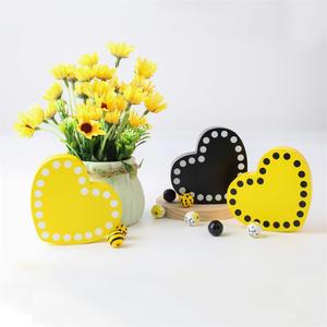 Abeille bois mignon ornements jaune coeur enfants cadeau bureau décorations populaire décoration <span class=keywords><strong>de</strong></span> la maison 2023 - Product Image 2
