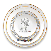Ensemble d'assiettes de dîner de mariage en porcelaine fine blanche, design personnalisé élégant et luxueux, respectueux de l'environnement