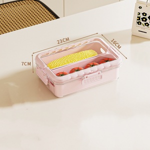 Clear 4 Compartment Snack Container <b>Box</b> with Lid and Handle PP Food <b>Storage</b> Organizer for Kitchen Picnic - Product Image 6