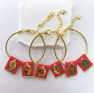 Pulsera <span class=keywords><strong>de</strong></span> dijes trenzada a mano <span class=keywords><strong>de</strong></span> moda, pulsera <span class=keywords><strong>de</strong></span> dijes con forma <span class=keywords><strong>de</strong></span> Virgen María, San <span class=keywords><strong>Benito</strong></span>, religión/<span class=keywords><strong>cruz</strong></span>/corazón - Product Image 4