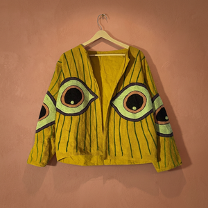 Abrigo informal de algodón con bordado de ojos bohemios para mujer, talla grande, manga larga, cuello redondo, ropa de abrigo de primavera - Product Image 3