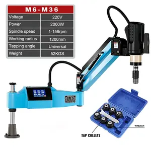 M10 için en iyi satış/12/16/20/30/36 SERVO MOTOR ile dokunmatik ekran iplik dokunarak makinesi evrensel kafa diş dokunarak makinesi