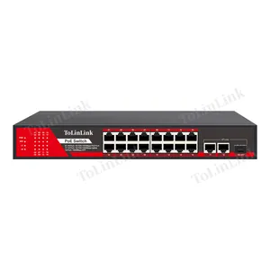 Conmutador PoE Gigabit 16 10/100/1000Mbps Puertos PoE + 2 GE RJ45 Uplink + 1 GE 25,4 W Conmutador de ranura SFP PoE para CCTV