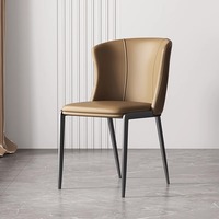Chaise de salle à manger moderne en cuir PU sans accoudoirs, chaise d'appoint rembourrée, pieds en métal noir, chaise de salle à manger de luxe pour la maison