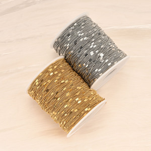 Chaîne à maillons plats Aceworks |   Chaîne fine à maillons de 2 mm en acier inoxydable plaqué or 18 carats pour la fabrication de colliers et bracelets DIY - Product Image 3