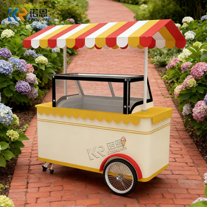 Carretto Mobile per Snack con Griglia, Trolley a Spinta per Hot Dog e Gelati con Congelatore, Carretto Ambulante per Gelati - Product Image 4