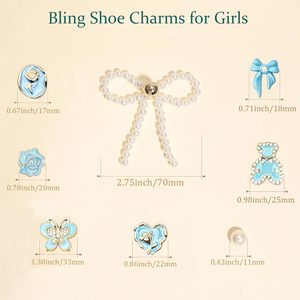 Breloques de chaussures en perles scintillantes pour sandales sabots, accessoires en perles motif ours et fleur pour femmes, breloques de décoration de chaussures DIY pour filles - Product Image 5