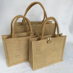 Wholesale rope handle custom jute bag,cheap jute tote bag, jute tote shopper bag