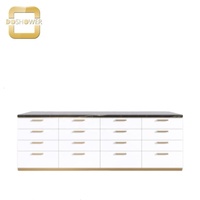 Meuble de rangement de salon de manucure de luxe blanc et or en bois et marbre support de vernis pour spa de manucure fournisseur de meubles