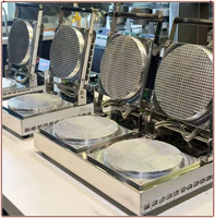 Machine à snack électrique à double tête, grande machine à crêpes, 220V, nourriture de rue, rainure de 2 mm, machine à gaufres pour cornets de crème glacée