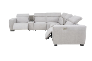 豪华电动转角沙发l形，带储物桌双电机现代科技织物客厅躺椅 - Product Image 6