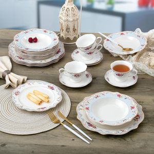 Juego de Vajilla de Porcelana Fina de 20 Piezas, Servicio para 4 Personas, Diseño Floral con Detalles en Azul y Dorado, para Venta al Por Mayor, Modelo Romantic Bloom - Product Image 4