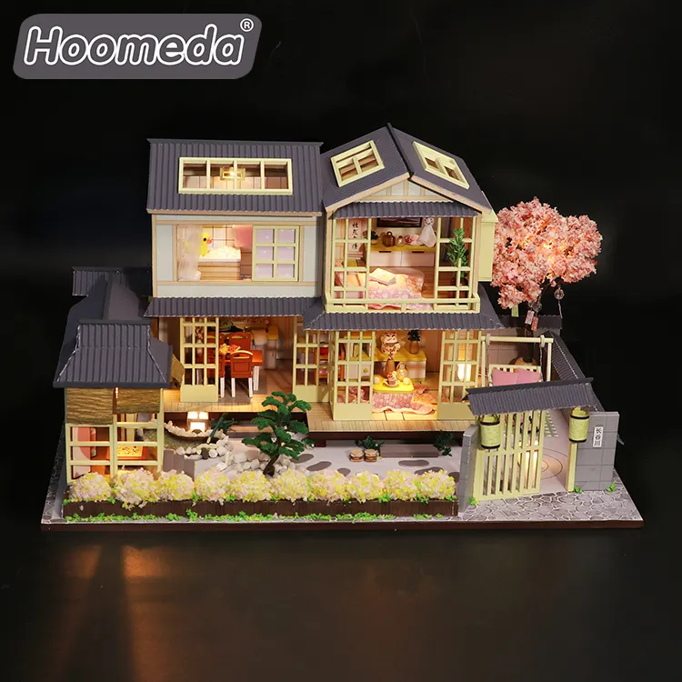 Hongda Professional Manufac turing Diy Puppenhaus Holz Suite Haus mit Musik Light Box