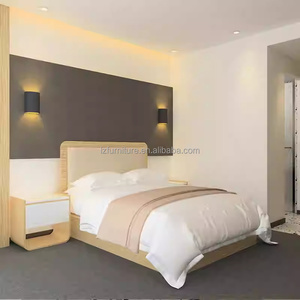 Juegos de Muebles para Dormitorio de Hotel, Cama de Madera con Cabecera, Mesitas de Noche, Silla de Escritorio, Armario y Mueble para TV Integrado para Hoteles de 3 Estrellas - Product Image 1