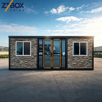 Contenedor Expandible ZYBOX de 20 pies/30 pies con Textura de Pizarra, Casa Expandible Prefabricada, Hotel Modular de Lujo, Oficina, Espacio Comercial