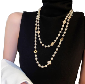 Fenyi toptan uzun alaşım moda tüm maç çok katmanlı inci zincir kolye - Product Image 2