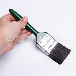 Pinceau plat à poils de porc, manche en plastique vert foncé, 12-19 mm, origine Zhenjiang Jiangsu, pour peinture, LT680 - Product Image 2