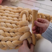 Fil à tricoter géant en velours torsadé super doux de 1000 g, fil tubulaire de 3 cm, fil à tricoter au bras facile et rapide, fil à tisser au doigt