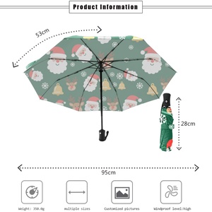 บริการพิมพ์โลโก้ตามสั่ง ร่มพับคริสต์มาส พกพาสะดวก น้ำหนักเบา สำหรับเดินทาง เปิด-ปิดแบบแมนนวลและอัตโนมัติ กันลม สำหรับโฆษณา - Product Image 5