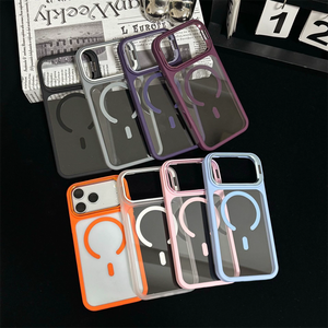 Étui de protection magnétique antichoc en acrylique transparent de luxe avec support de lentille en métal pour iPhone 18 17 16 15 14 13 Pro Max Plus - Product Image 1