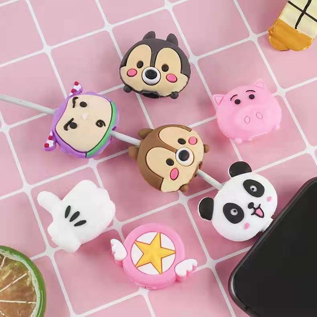 Wholesale Cute Cartoon Data Line Protector Cover USB Charger Cord Protective Plastic Packaging