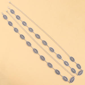 Ceinture de taille en chaîne de style ethnique rétro japonais, en argent vieilli gaufré, pour femme, chaîne de corps vintage en métal, usage quotidien - Product Image 3