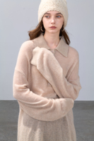 Pull en cachemire pur à 100 %, fin et long, pour femme, coupe oversize, boutonné, col et poignets côtelés, tricot fin, chaud, doux, pour l'hiver
