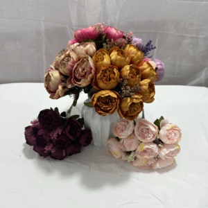 Fiori artificiali fatti a mano per matrimonio e festa a casa in più colori tenui - Product Image 2