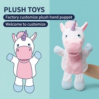Marionnettes en peluche en gros, animaux en peluche personnalisés, marionnettes à main, jouet licorne en peluche pour l'interaction avec les enfants