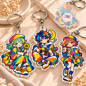Porte-clés en acrylique transparent personnalisés avec personnage d'anime, impression UV couleur intégrale, OEM ODM - Product Image 1