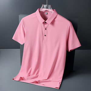 Polo Shirt Nylon Moisture Wicking Solid Color Short Sleeve Daily Wear - Product Image 1