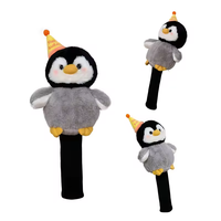 Nouvel Arrivage : Housses de Tête de Club de Golf en Peluche Pingouin, Douces et Rembourrées, Gris et Noir, Thème Anniversaire Festif, Accessoires de Golf