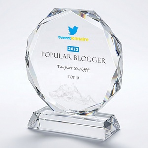 Trophée en <span class=keywords><strong>cristal</strong></span> personnalisé, plaque octogonale gravée sur mesure, reconnaissance des employés, reconnaissance des réalisations d'entreprise, cadeaux d'excellence - Product Image 1